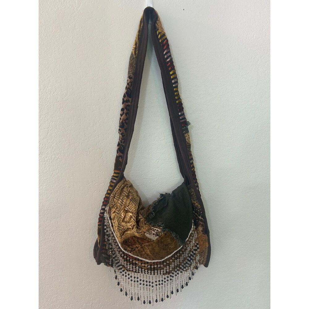 Velvet Patchwork Bag with Beading